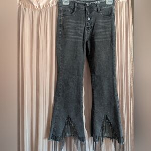 Blue B Black Beaded Fringe Women's Jeans